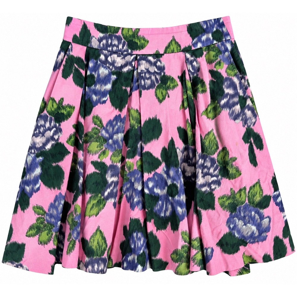 Tara Jarmon Paris Floral A-Line Skirt EU 40 US M Pink Cotton NWT Pockets $328